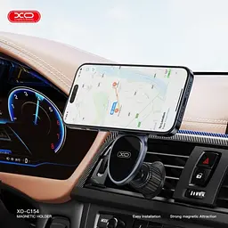 Автотримач XO C154 Round Drip Magnetic Air Vent Car Holder чорний - мініатюра 2