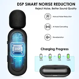 Бездротові мікрофони Lavalier для iPhone, iPad, Android, із зарядним футляром та адаптером 2 шт - мініатюра 6