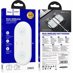 Бездротовий зарядний пристрій Hoco CW23 2in1 10W White - мініатюра 3