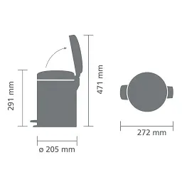Відро для сміття Brabantia Pedal Bin біле 5 л (112065) - мініатюра 7