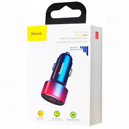 Автомобільний зарядний пристрій Baseus Magic Series QC with Display 1USB + 1Type-C CCMLC2OC-03 Blue - мініатюра 4