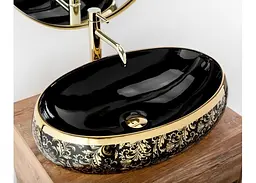 Умивальник Rea Meryl 60x40,5 black-gold (REA-U8811), Глянцева - мініатюра 2