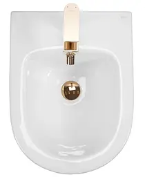 Підвісне біде Rea Carlo Mini white gold edge REA-C6990, Білий - мініатюра 3