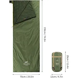 Спальний мішок Naturehike LW180 Mini NH21MSD04 Right Dark Green [697564188435] [146584] - мініатюра 2