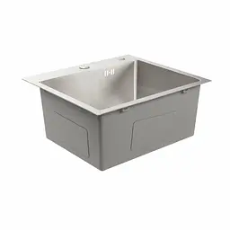 Кухонна мийка Platinum Handmade нержавійка 50x45 (сифон круглий 3.0/0.8) - мініатюра 3