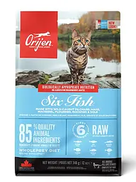 Сухий корм Orijen 6 Fish Cat&Kitten для котів всіх порід з рибою 340 г (o28134)