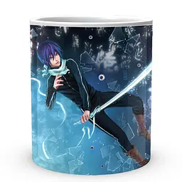 Кухоль GeekLand Noragami Бездомний Бог Ято з катаною, що летить крізь уламки скла NRG 02.010 330 мл білий - мініатюра 2