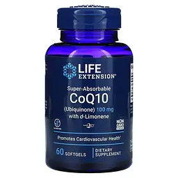Коэнзим Q-10 CoQ10 (Ubiquinone) with d-Limonene 100 mg 60 жидких капсул Life Extension vit0005716