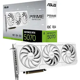 Відеокарта GeForce RTX 5070, ASUS, PRIME OC (білий Edition), 12Gb GDDR7, 192-bit, HDMI/3xDP, 2587/28000 MHz, 16-pin