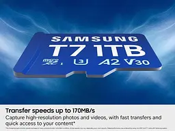 Карта пам'яті Samsung MICRO SDXC T7 1TB, U3, V30, A2 до 170 Мб/с (MB-MB1T0T/WW) - мініатюра 2