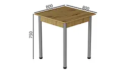 Стіл кухонний Ferrum-decor Агата 75x80x80 Сірий ДСП Дуб Артізан 16мм (FRD-105677) - мініатюра 3