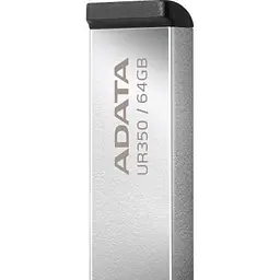 USB флеш накопичувач ADATA 64GB UR350 Silver-Black USB 3.2 (UR350-64G-RSR/BK) - мініатюра 3