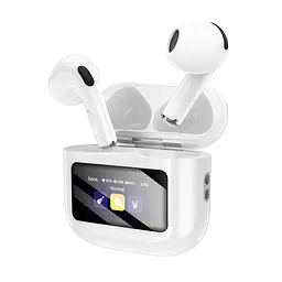 Бездротові навушники Hoco EQ14 Cool color true бездротовий BT headset with touch screen, BT5.4, 40mAh, 500mAh, 7h, white - мініатюра 5