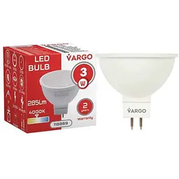 Лампа світлодіодна VARGO 3W GU5,3 MR16 GU5.3 4000К 220V (V-118869)