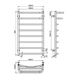 Рушникосушка водяна Onlyheat Elios 500/900/8, Хром - мініатюра 2