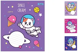 Зошити учнівські 12 аркушів коса лінія. 1В Space friends, 25 шт. в упаковці