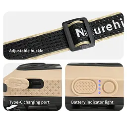 Ліхтар налобний Naturehike CNK2450ZM015, пісочний - мініатюра 3