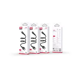 Дата кабель USB 2.0 AM to Lightning 1.0m black XO (NB230_L_Black) - мініатюра 3