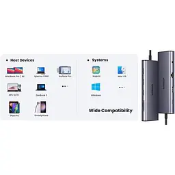 Концентратор Ugreen USB3.1 Type-C to HDMI/VGA/USB 3.0х3/RJ45/SD/TF/PD/35мм TRRS 100W 10-in-1 (15601) - мініатюра 10