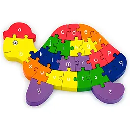 Дерев'яний пазл Viga Toys Черепаха по літерах і числах 26 елементів (55250) - мініатюра 2