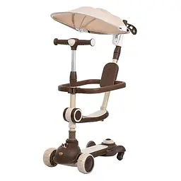 Детский самокат 5 в 1 Bambi JR3-168-5-BR, музыка, колеса светятся