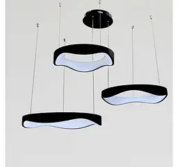Світлодіодна люстра підвісна Artlight 2460/42+52+62BK з трьома хвилеподібними кільцями, 200W - мініатюра 2