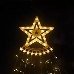 Гірлянда завіса вогнів із зіркою різдвяна ялинка Топер 350 Leds Водоспад Світло-гартова фея вогні Xmas - мініатюра 6