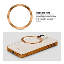 Чехол-накладка для Apple iPhone 11, Replica MagSafe, золотой, противоударный защитный чехол с магнитным кольцом MagSafe, защита всего корпуса, TPU+PC, зеркальный, выступающий бортик вокруг экрана, ArmorStandart (ARM76167) - мініатюра 4