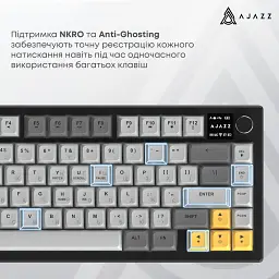 Клавіатура Ajazz AF82 Wireless/Bluetooth/USB UA Black/White (AF82-BW) - мініатюра 11