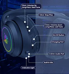 Ігрові Bluetooth навушники Onikuma з котячими вушками, RGB підсвіткою та мікрофоном - мініатюра 4