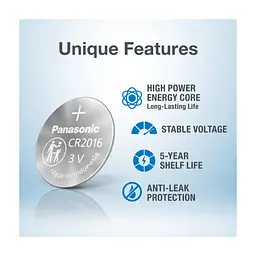 Батарейка CR 2016 Lithium 5pcs Blister Panasonic (CR-2016/5BE) - мініатюра 3