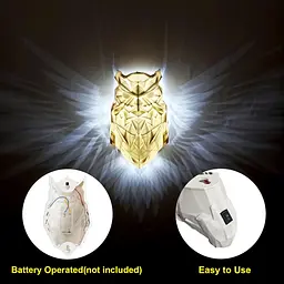 Настінний світильник ZVO Bald Owl, 3D світлодіодний настінний світильник Animal Sow, теннева лампа, 3D Eagle Lamp Wall Decoration - мініатюра 4