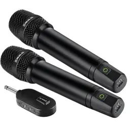 Мікрофон для караоке REAL-EL KM-850, Black, 6.35 мм jack, підключення бездротове, - 60 дБ, радіус дії до 25 м, 2 шт (EL121900002) - мініатюра 2