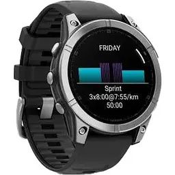 Смарт-годинник Garmin Fenix E 47mm AMOLED Stainless Steel with Black Silicone Band (010-03025-02/00) - мініатюра 2
