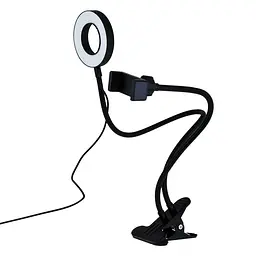 Кільцева лампа Fill Light 2 in 1 light metal with pin 9cm тех. пак Чорний - мініатюра 4
