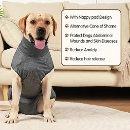 Гігієнічні труси/комбінезон для собак WanTalk Full Body Dog Diaper, Grey, 2XL - мініатюра 3