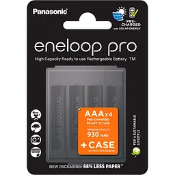 Акумулятор Panasonic Eneloop Pro AAA 930mAh NiMh 4шт + Case Eneloop (BK-4HCDEC4CP) [103353]
