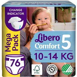 Подгузники Libero Comfort 5 (10-14 кг), 76 шт. (84014)