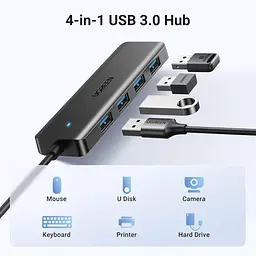 Концентратор Ugreen USB 3.0 to 4хUSB 3.0 0.15m Space Gray CM219 (25851)