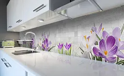 Вініловий кухонний фартух Крокуси під плитку ПВХ наклейка текстура Квіти Фіолетовий Happy Pocket Z181526