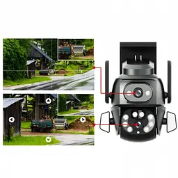 Камера відеоспостереження зовнішня камера вулична подвійна чорна WIFI DOUL CAM Q-821 FULL-HD 4Mp - мініатюра 5