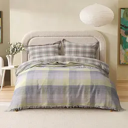 Покривало Lotus Home - Checked Madras сірий 190x225 - мініатюра 2