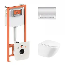 Набір: Qtap Robin Ultra Quiet унітаз підвісний QT1333046EUQW + Nest комплект інсталяції 4в1 (лінійна клавіша Chrome) QT0133M425 + QT0111M08381CRM
