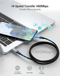 Кабель USB 2.0 Type-C M-M, 1.8 м, 100W, обплетення, PD, чорний Choetech - мініатюра 5