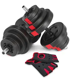 Гантелі композитні Hop-Sport 2х20кг PRO з рукавичками (2 пари)