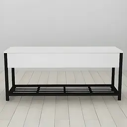 Банкетка з ящиком Ferrum-decor Дрейк 1 550x1000x400 метал Чорний ДСП Білий 16 мм (FRD-103045)
