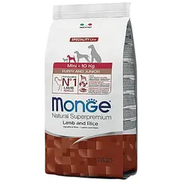 Сухий корм Monge Dog Mini Puppy & Junior з ягнятиною та рисом для цуценят малих порід 7,5 кг