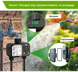 Програмований таймер подачі води XON WaterTimer X345 для поливу (XWTDB2322401B 3503) Чорний - мініатюра 8