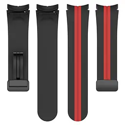 Браслет Cls-line-black для Samsung Galaxy Watch 4 - чорно-червоний ширина кріплення 20мм силікон Watchbands (W36-2WB21134651) - мініатюра 5