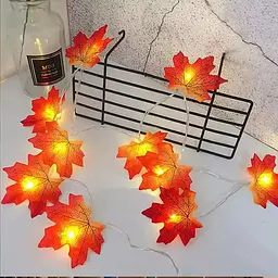 Гирлянда на Хэллоуин Кленовые листья 10 led 150 см 8 × 7 см оранжевая - миниатюра 2